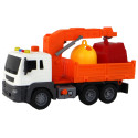 Ciężarówka Śmieciarka Z Dźwigiem Napęd Frykcyjny Dźwięki Pomarańczowa 1:16