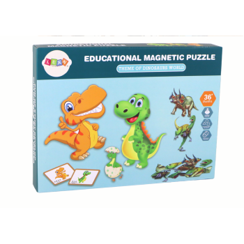 Zestaw Edukacyjnych Puzzli Magnetycznych z Dinozaurami