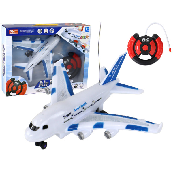 Samolot RC Zdalnie Sterowany Biały Aerobus Pilot Światła Dźwięki