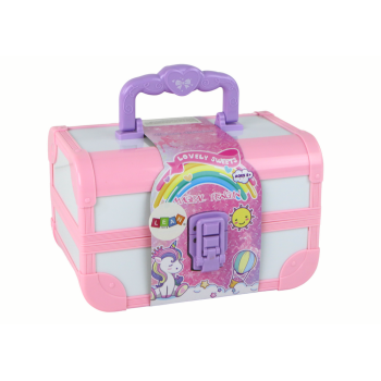 Zestaw Piękności Kosmetyki Makijaż Robienie Paznokci Różowy Kuferek