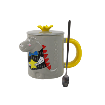 Kubek Ceramiczny Zaparzacz  Szary Dinozaur 400 ml