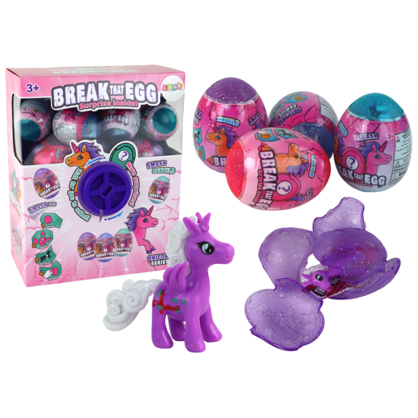 Pękające Jajo Brokatowe Jednorożec Losowanie Kolorowe Skorupa 12 ele.