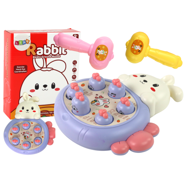 Gra Królik Do Zbijania Marchewki Zręcznościowa Whac-A-Mole Fioletowa