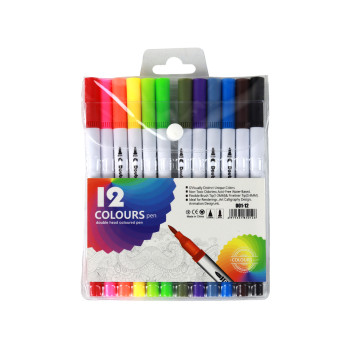 Zestaw Pisaków Dwustronnych 12 Sztuk Różnokolorowe W Organizerze