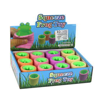 Zabawka Antystresowa Zielona Żabka Wyskakująca z Beczki