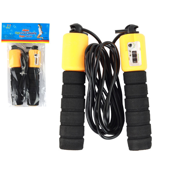 Skakanka Czarno-Żółta Z Licznikiem 280 cm Regulacja Fitness