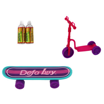 Zestaw Lalek Lucy Purpurowy Hulajnoga Deskorolka Kaski