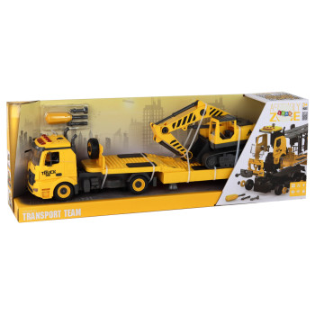 Laweta Do Składania Z Koparką Gąsienicową Dźwięk Światła DIY Żółty