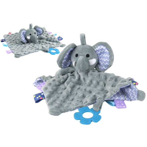 Słonik Pluszowa Przytulanka Kocyk Wypustki Gryzak Grzechotka