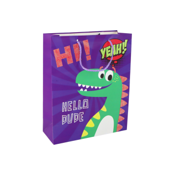 Papierowa Torba Prezentowa Fioletowa Dinozaur 41,5cm x 30cm x 12cm