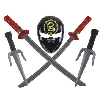 Zestaw Wojownika Ninja Maska Miecze Sztylety Czerwone Zdobienia