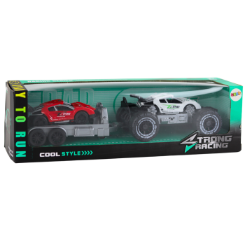 Zestaw Białe Auto Terenowe Czerwone Auto Sportowe Laweta