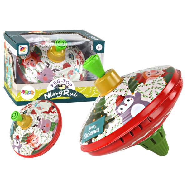 Bączek Metalowy Wirujący Święty Mikołaj Zabawka Tradycyjny