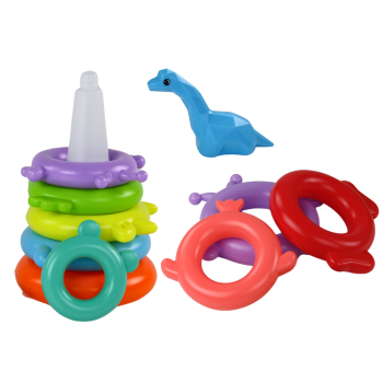 Piramidka Żyrafa Układanka 8 Kółek Kolorowa 29cm x 14cm x 14cm