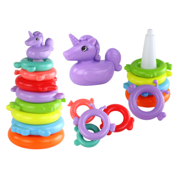 Piramidka Jednorożec Układanka 8 Kółek Kolorowa 29cm x 14cm x 14cm