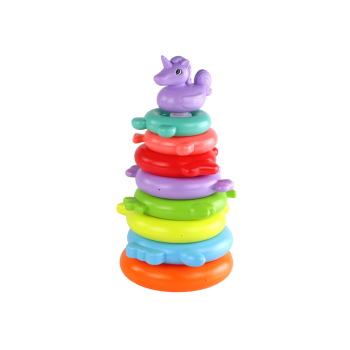 Piramidka Jednorożec Układanka 8 Kółek Kolorowa 29cm x 14cm x 14cm