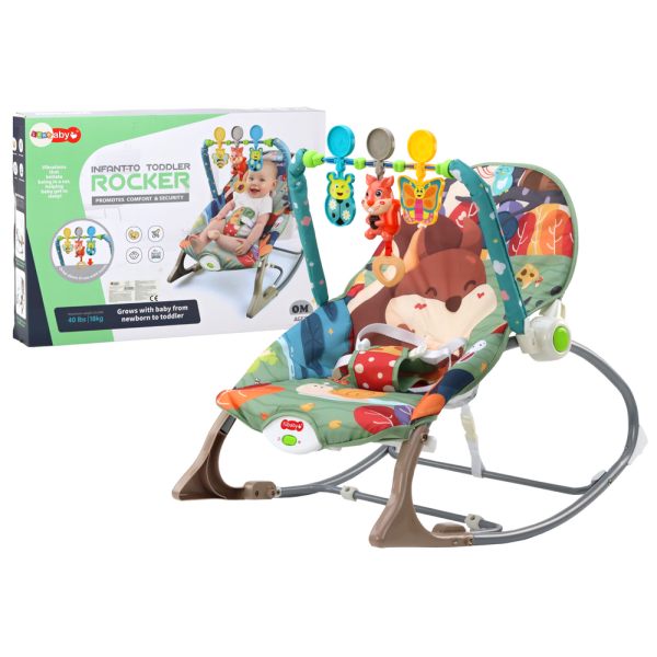 Bujaczek Krzesełko Leżaczek 2w1 Wibracja Dźwięk Lisek