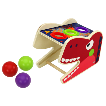 Dinozaur Wbijak Cymbałki 2w1 Drewniany Czerwony