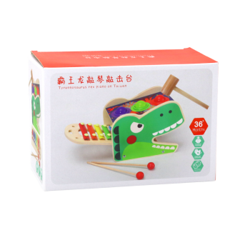 Dinozaur Wbijak Cymbałki 2w1 Drewniany Czerwony