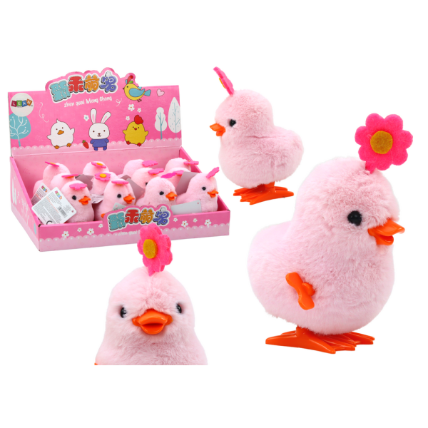 Kurczak Różowy Skaczący Kura Kurka Nakręcany Z Kwiatuszkiem