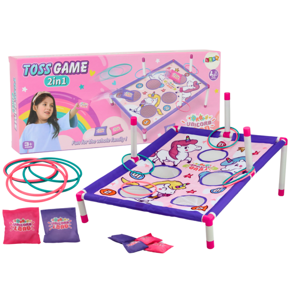 Gra Zręcznościowa Rzut Woreczkiem Obręczą 2w1 Plansza Jednorożce