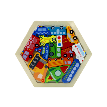 Puzzle Układanka Pojazdy Rakieta Klocki Drewniane Kolorowe 15 ele.