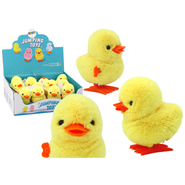Skaczący Kurczak Nakręcany Pluszowy Zabawka Ozdoba Żółty