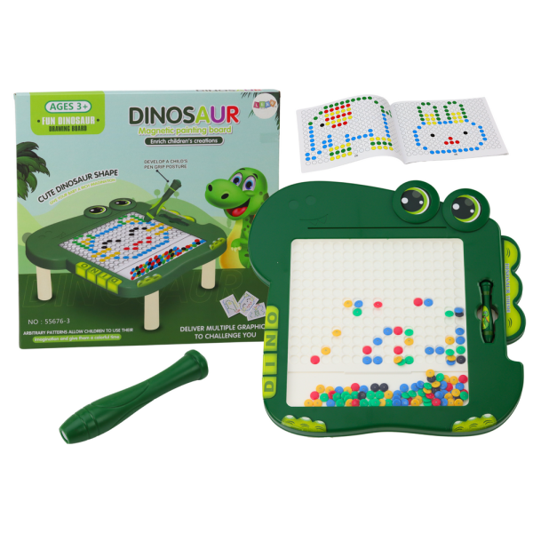 Tablica Magnetyczna Edukacyjna Dinozaur Pad Układanka Zielona Koraliki
