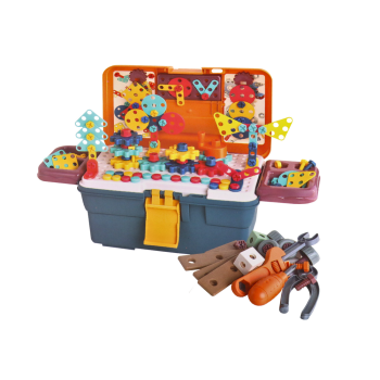 Klocki Puzzle Konstrukcyjne 3D W Skrzynce DIY Rozkręcanie Wiertarka