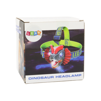 Latarka Czołówka Dinozaur Regulowana Opaska 3 Diody Led