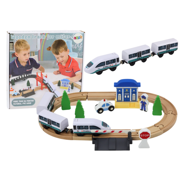 Drewniany Tor Kolejowy Pociąg Kolejka Tory Akcesoria Most Policja 3,2m