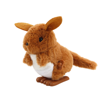 Skaczący Kangurek Nakręcany Pluszowy Zabawka Ozdoba Brązowy