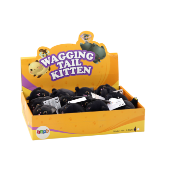 Pluszowy Kotek Naciągany Skaczący Maskotka Czarny