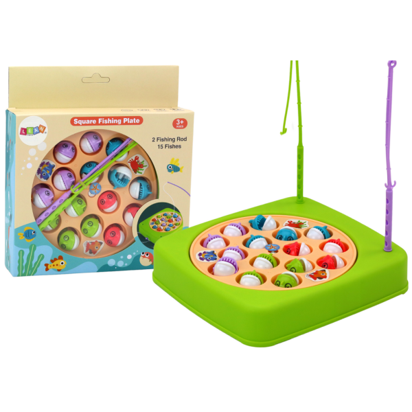 Gra Zręcznościowa Łowienie Rybek 15szt Wędki Zielona