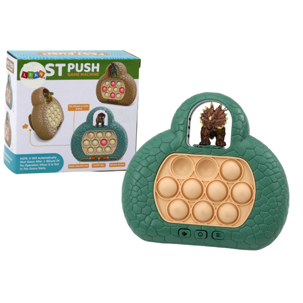 Gra Zręcznościowa Pop It Dinozaur Konsola 4 Tryby Gry Zielona