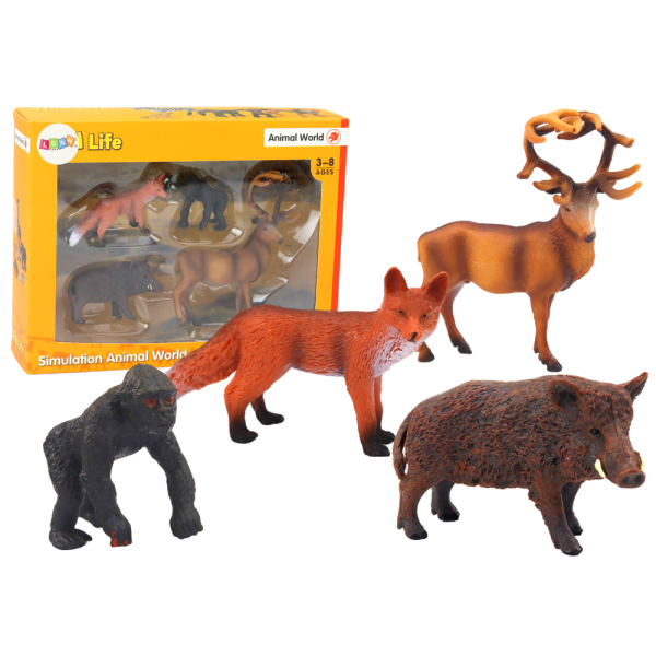Zestaw Figurek Zwierzęta Leśne Jeleń Dzik Lisek Goryl