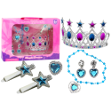 Zestaw Małej Księżniczki Korona Kolczyki Naszyjnik Pierścionek Spinki