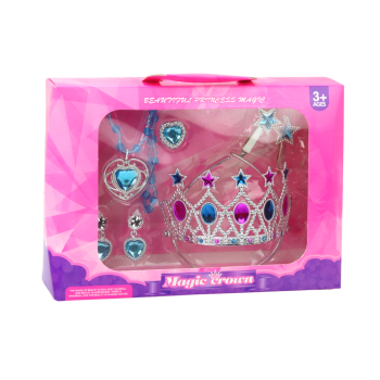 Zestaw Małej Księżniczki Korona Kolczyki Naszyjnik Pierścionek Spinki