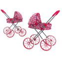 Wózek Dla Lalek Duże Koła Składany Różowy Serduszka