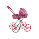 Wózek Dla Lalek Duże Koła Składany Różowy Serduszka
