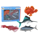 Zestaw Figurek Zwierzęta Morskie Ocean Ryby Kałamarnica 4 Sztuki