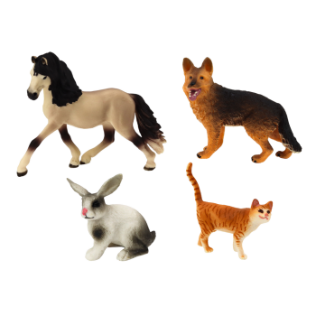 Zestaw Figurek Zwierząt Domowych Koń Pies Królik Kot 4 Sztuki
