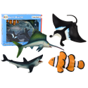 Zestaw Figurek Zwierząt Morskich Rekin Delfin Płaszczka 5 Sztuk