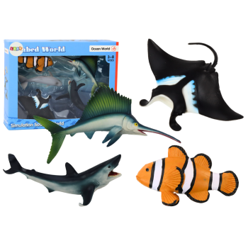 Zestaw Figurek Zwierząt Morskich Rekin Delfin Płaszczka 5 Sztuk