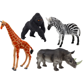 Zestaw Figurek Zwierząt Afrykańskich 4 Sztuki Żyrafa Goryl