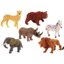 Zestaw Figurek Dzikich Zwierząt 6 Sztuk Słoń Lew Nosorożec