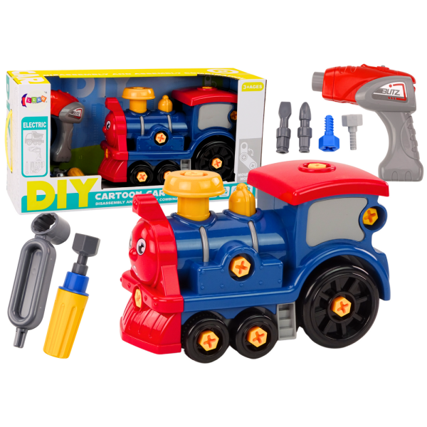 Lokomotywa Do Skręcania Kreskówkowa DIY Granatowa