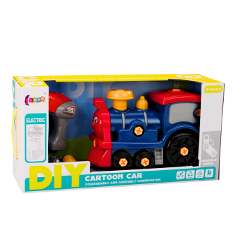 Lokomotywa Do Skręcania Kreskówkowa DIY Granatowa