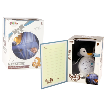 Pluszowy Miś Usypiający Światła Dźwięki Tryb Nocny i Dzienny Pingwin