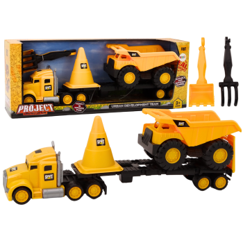 Zestaw Maszyn Budowlanych Ciężarówka Wywrotka Ruchome Żółty